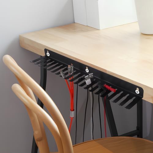 OSALADI Wall Mount Cable Rack with 19 Slots Steel Cable Organizer for 5.5-9.5Mm Wire Management Home Office Storage