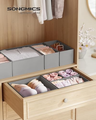 SONGMICS Drawer Organizers, Set of 18, Foldable Fabric Storage Boxes