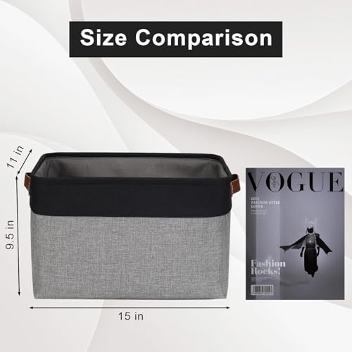 Bagnizer Storage Bins Large Fabric Storage Baskets for Shelves 3 Pack, Decorative Linen Closet Baskets with Handles for 