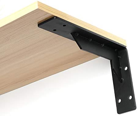 Countertop Support Brackets Heavy Duty, 18" x 10" Max Load 310 lb 5 mm Thick Iron Industrial Shelf Brackets, Black Metal