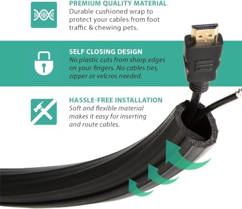 UT Wire UTW-FCW8-BK 8-Feet Expandable Flexi Cable Wrap, Black