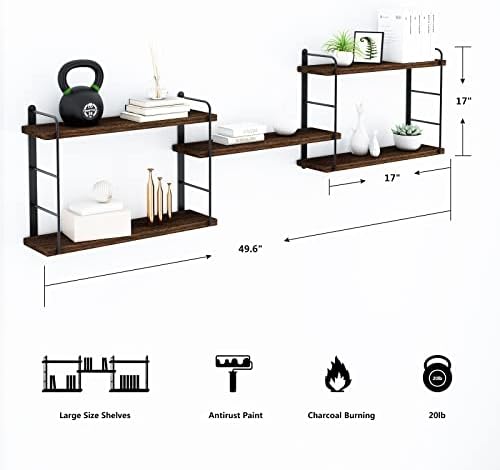 MXCSE Shelves on Wall, Floating Bookshelves, Shelves for Room Wall (Brown)