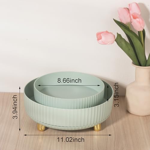 360 Rotating Makeup Perfume Organizer Skincare Tray, Small Light Green