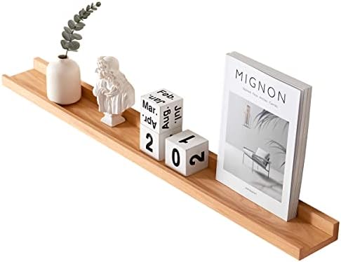HOMWOO 36 Inch Floating Shelves Long Wall Shelf, Wall Mounted Natural Wood Picture Ledge Shelf for Living Room,Bedroom,B