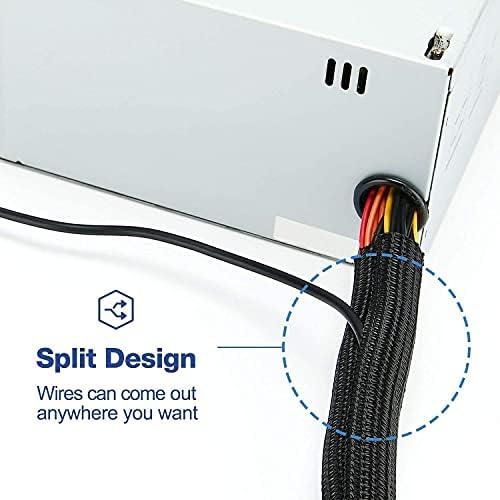 JOTO [4 Pack] 19-20 Inch Black Cable Management Sleeve Bundle with 26ft – 1/2 inch Black Cable Management Protector