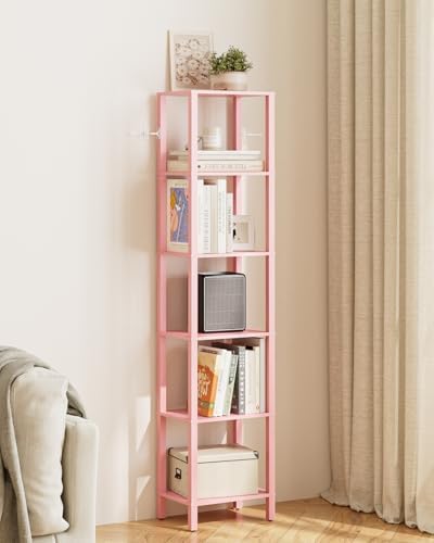 Open Book Shelf, 6 Tier Tall Bookshelf, Freestanding Shelf Narrow Bookcase with Open Shelves, 14.57" x 10.63" x 65.83", 
