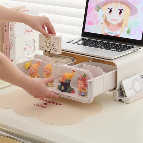 Monitor Stand Riser Small, Computer Monitor Stand with Drawer and Display Minifigures, Computer Desktop Stand with Light