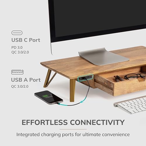 Anji Mountain Monitor Stand for Desk - Desktop Organizer & Laptop Riser, Ergonomic Monitor Riser, Space-Saving, Durable,