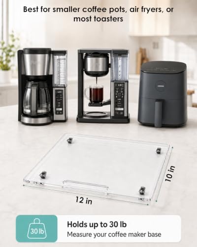 Appliance Slider – Sliding Tray for Coffee Maker, Clear Acrylic 10 x 12 In
