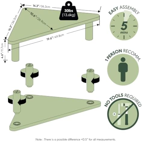 Furinno Turn-N-Tube Monitor Stand Riser, 19.6" Wide Triangle Corner Monitor Riser, Laptop Stand for Desk, Office Desk Ac