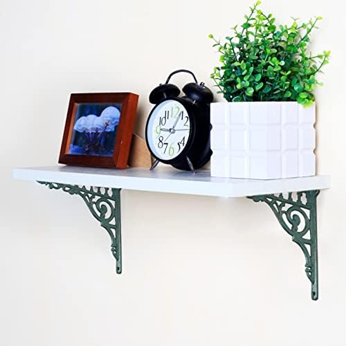 2PCS Cast Iron European Style Wall Shelf Brackets, 10.6in(L), Green