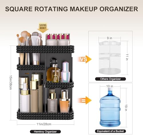 Rotating Makeup Organizer with Makeup Brush Holder,Large Capacity Perfume Organizer for Vanity Countertop,Acrylic Skinca