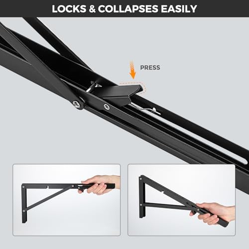 JOY DECOR Matte Black Folding Shelf Brackets, 22 Inch, 2 Pack
