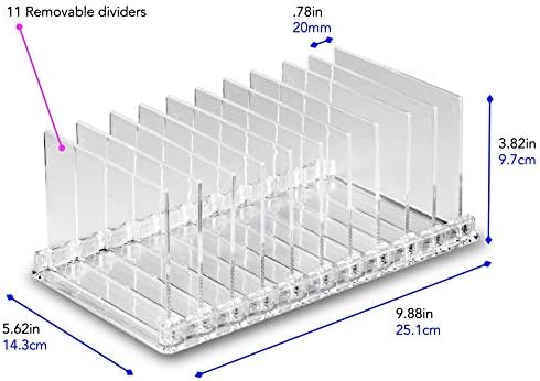 Acrylic Makeup Storage Eyeshadow Palette Organizer w/Removable Dividers 10 Space Display Case Fits Virtually All Blush P