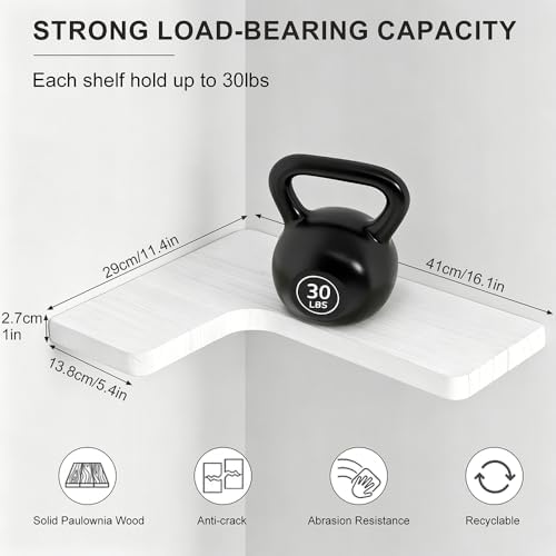 Floating Corner Shelves, Wall Shelf Set of 4, Shelves for Wall Storage, Solid Wood Shelves for Storage, Wall Mount Woode