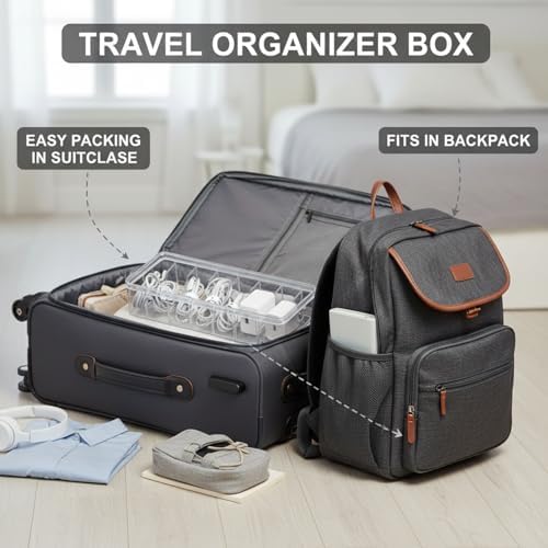 Tatuo Cord Organizer Box with Lid, Clear, 6 Pack