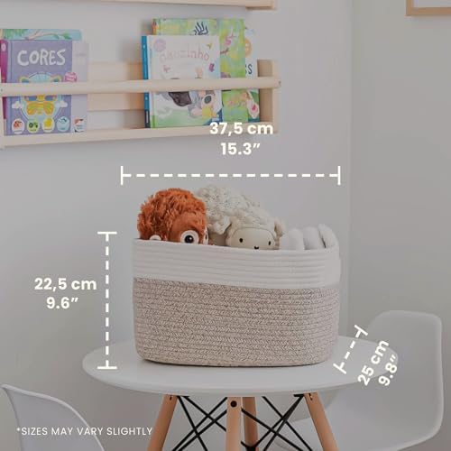 OrganiHaus Cotton Rope Baskets for Shelves, Set of 3, 15x9x10