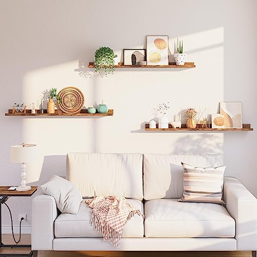 HOOBRO Floating Shelves, Wall Shelf Set of 3, 47.2 Inches Hanging Shelf