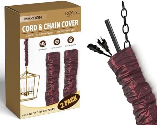 Royal Designs, Inc. Cord & Chain Cover 4 ft Silk Type Fabric, Chandelier Pendant Lighting Chain & Cable Management, Touc