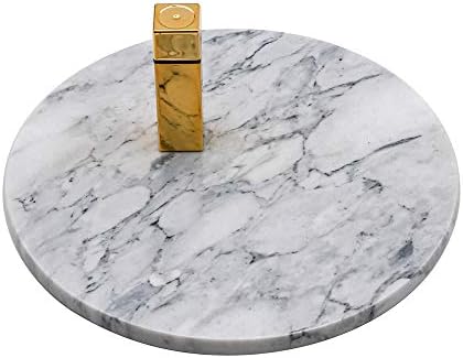 Circular Marble Vanity Tray for Counter, Bathroom, Dresser, Nightstand or Desk, Diameter 8-3/4 Inches