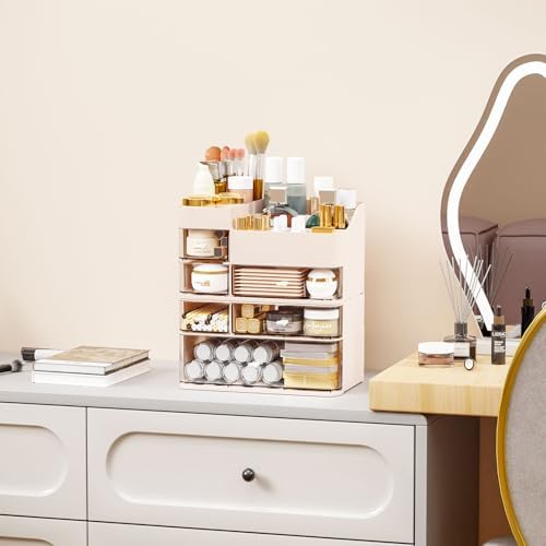 SuoXing Makeup Organizer for Vanity,Large 6 Drawers Make up Organizers for Counter,Plastic Cosmetic Storage Organizer fo