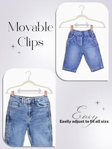 HOUSE DAY Pants Hangers with Clips 24 Pack, with Rose Gold Hook and Clips