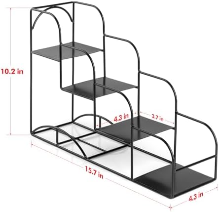 Syrup Rack for Coffee Bar Accessories, Iron 4 Compartment Bottle Organizer, Countertop Display Storage Shelf Bottle Stan