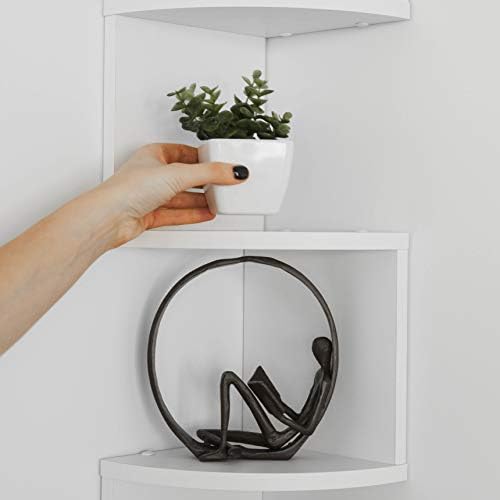 Danya B. XF11035W Large Decorative 5-Tier Corner Floating Wall Mount Display Shelving Unit - White