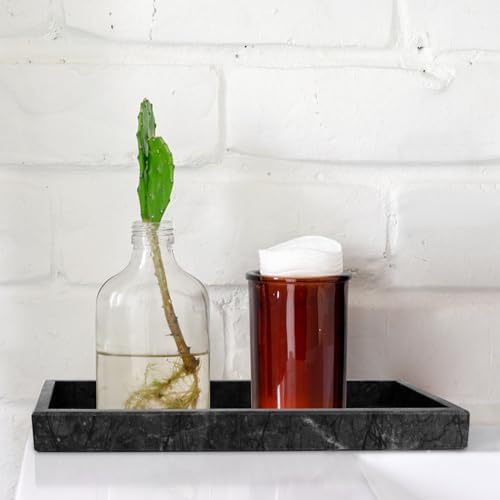 Marble Bathroom Vanity Tray, Black, 12"x 5" x1.2"