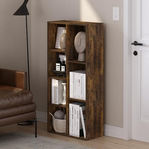 Furinno LUDER Book Shelf, 7-Cube Bookshelf, Bookcase with Open Shelves, 9.4 x 19.5 x 41.7, Easy Assembly, for Living Roo