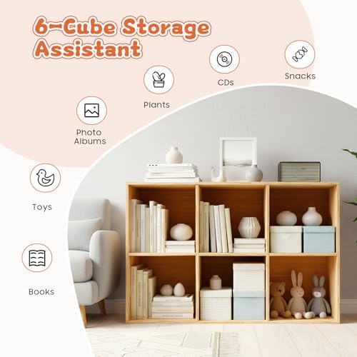 PERFERATE Storage Organizer Solid Wood Cube Bookshelf Open Bookcase Floor Standing Book Display Cabinet Vertical/Horizon