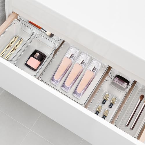 8 Pack Drawer Organizers, 3"X 6" Clear Acrylic Storage Bins