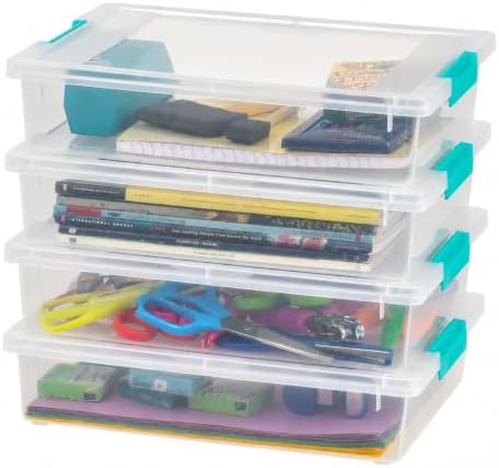 IRIS USA Storage Bins with Lids |Made in USA| 6 Qt - (4-Pack) - Clear