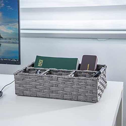 Toilet Paper Basket for Tank Topper,Woven Storage Box Cube Basket Bin Container, Shelf Cabinet(Grey 1pc) (14.17''L x 9.4