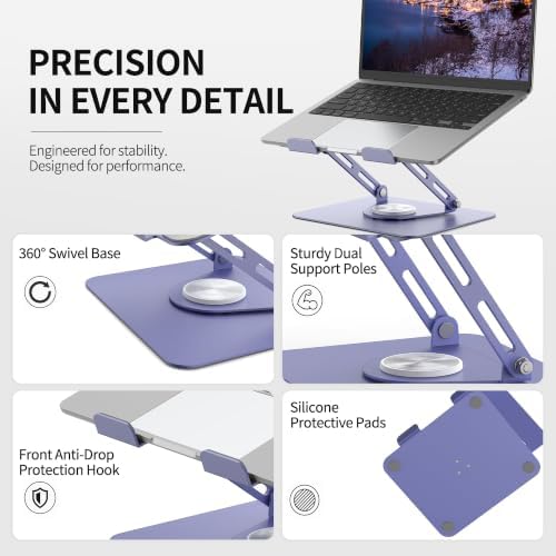 ALASHI Laptop Stand for Desk with 360° Rotating Base, Multi-Angle Adjustable Laptop Stands, Foldable Laptop Riser Compat