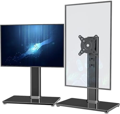 Hemudu 2 Pack Single LCD Computer Monitor Free-Standing Desk Stand Riser for 13 inch to 32 inch Screen with Swivel, Heig
