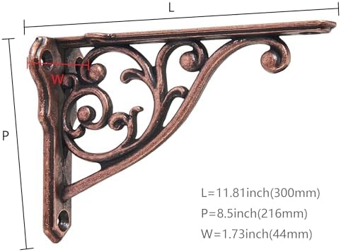 Ornate Decorative Shelf Brackets 12 inch Small Wall Mounted Shelving Bracket 4 Pack Antique Copper Vintage Shelf Bracket