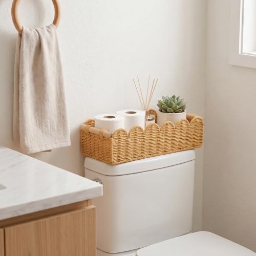 YRMT Toilet Paper Storage Basket Paper Rope Shelf Baskets Set of 2