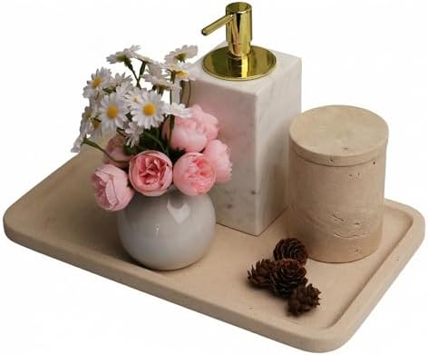 Limetsone Absorbent Vanity Tray for Bathroom Counter-12 X7 Decorative Tray for Perfume, Candles, Stone Jewelry Dish Tray