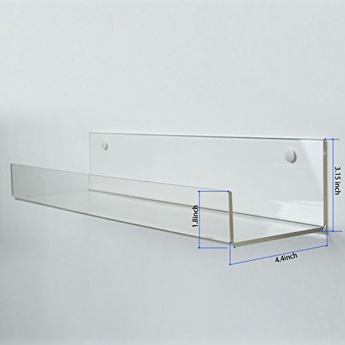 HUJI Clear Invisible Contemporary Floating Acrylic Shelf Display Bookshelf Modern Rack Collectibles Books Photos Art Wor
