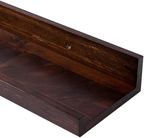 MBYD Picture Ledge 3 Same Dimensions, 24 Inch Deep Walnut Solid Wooden Shelves for Wall, Wall Mount Floating Nursery She