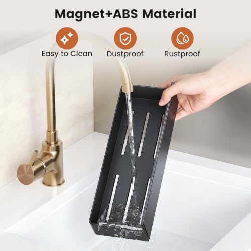 Mystozer Magnetic Spice Rack for Refrigerator Black, 3 Pack