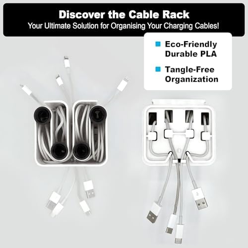 Cable Organizer with Multiple Compartments, Secure Cable Ends, Prevent Tangling, Tidy Workspace, Charging Solution, Desk