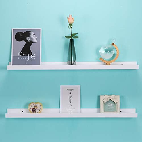 AZSKY 48 Inch Picture Ledge Shelf Floating Shelves Wall Mounted Set of 2 White