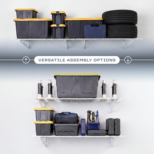MonsterRax 24x48 White Garage Wall Shelf 2-Pack, 500lb, White