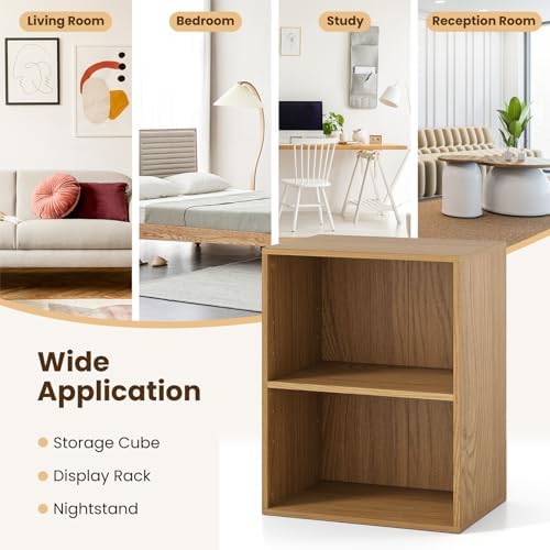 Giantex 2-Cube Bookshelf, 2-Layer Storage Shelf Bookcase w/Large-Capacity Open Storage Space for Living Room Bedroom Stu