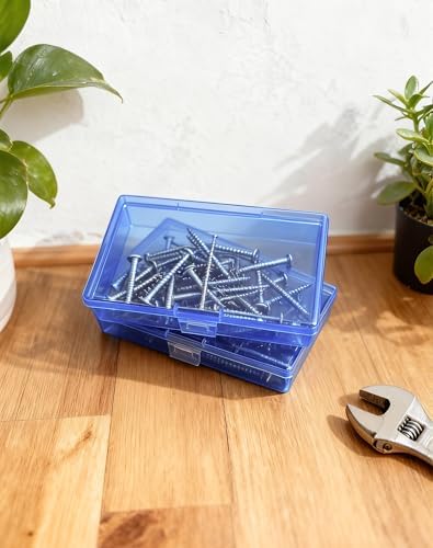 LJY 12 Blue Rectangular Plastic Boxes, 5.3 x 3.1 x 1.2 in for Coins