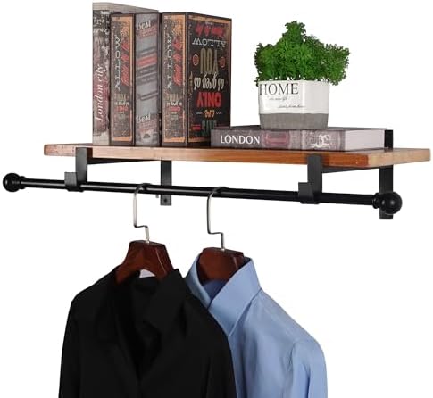 AddGrace Closet Rod Bracket Heavy Duty Shelf Brackets Black 6 Inch 2 Pack