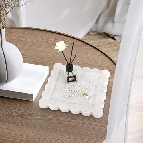Square Marble Decorative Tray, Carrara White, 8 * 8