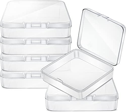 Jetec 6 Pieces Small Clear Plastic Storage Box, 3.3 x 3.3 x 1.1 Inch